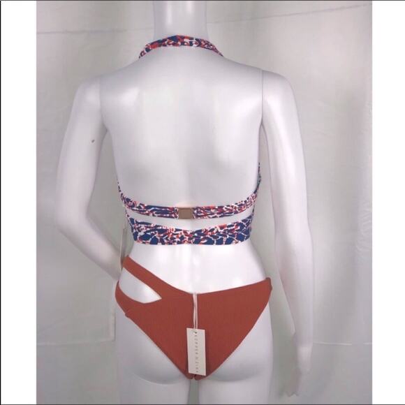 Kopper&Zink Wild Thing Strappy Halter Top & Rib Terracotta Side Strap Bottom SzM - Picture 3 of 16